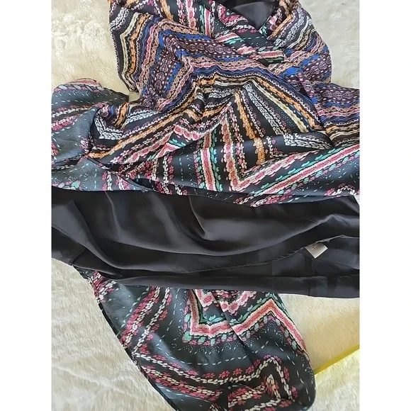 Charlie Jade Maxi Dress Womens L Black Floral With Multicolors Spaghetti Strap‎ - Picture 15 of 15